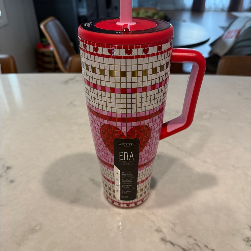 Brumate ERA Insulated Travel Tumbler - Red & Pink Heart Design